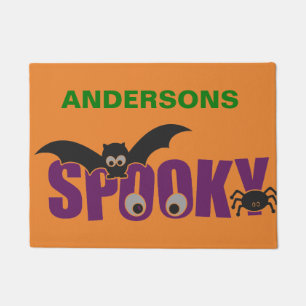 Spooky Halloween Bat and Spider Personalised Doormat