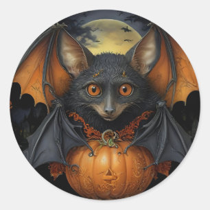 Spooky Halloween bat in Disguise Classic Round Sticker