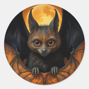 Spooky Halloween bat in Disguise Classic Round Sticker