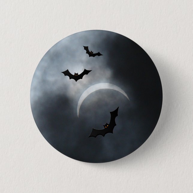 Spooky Halloween Bats In Eclipse 6 Cm Round Badge (Front)