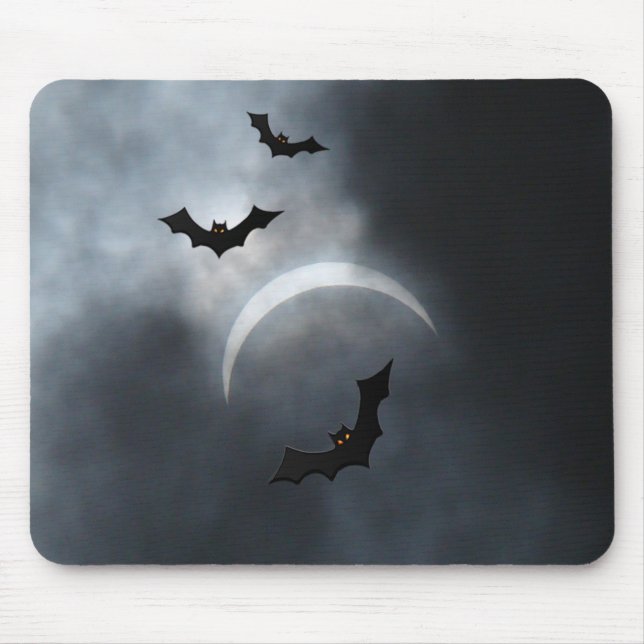 Spooky Halloween Bats In Eclipse Mouse Pad (Front)