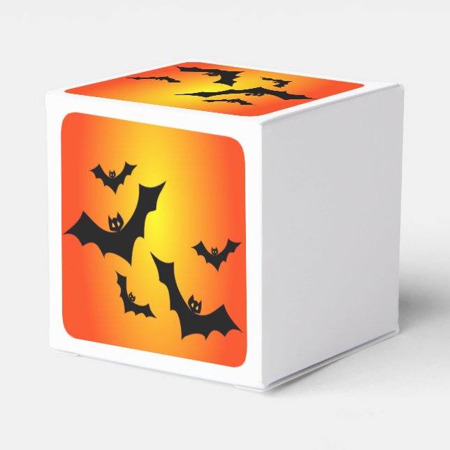 Spooky Halloween Bats Orange Sky Favour Box (Back Side)
