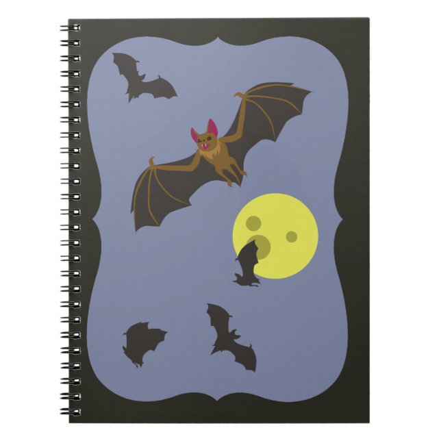 Spooky Halloween Bats Spiral Notebook (Front)