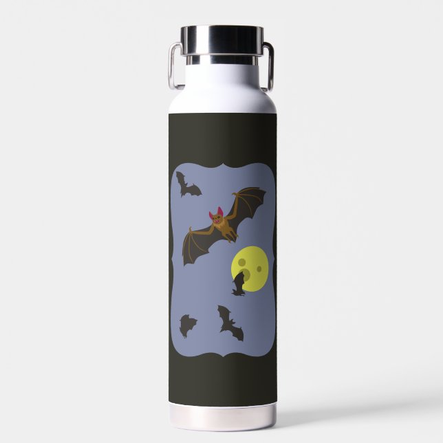 Spooky Halloween Bats Water Bottle (Front)