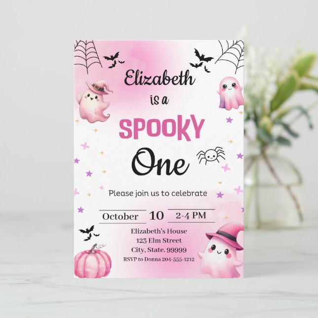 Spooky Halloween Birthday Girl   Invitation (Standing Front)