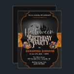 Spooky Halloween Birthday Invitation Postcard<br><div class="desc">Personalised Halloween Birthday Invitation that is editable to your liking.</div>