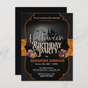 Spooky Halloween Birthday Invitation Postcard