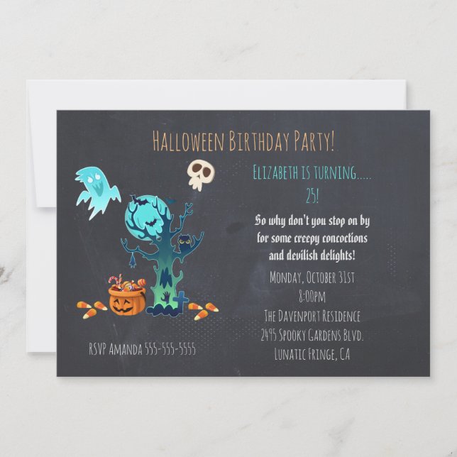 Spooky Halloween Birthday Party Invitation (Front)