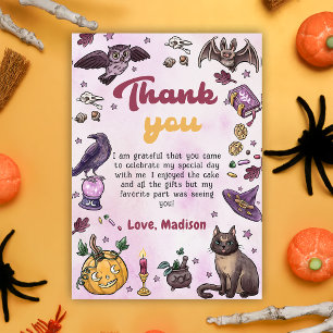 Spooky Halloween Birthday Party Thank You Card