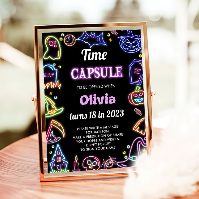 Spooky Halloween Birthday Party Time Capsule Sign (Creator Uploaded)