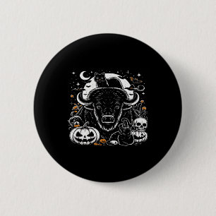Spooky Halloween Bison Pumpkin Buffalo Cat Funny G 6 Cm Round Badge