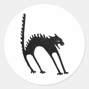 Spooky Halloween Black Cat Classic Round Sticker