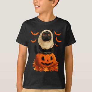 Spooky Halloween Black Cat Ghost Pumkin Bats T-Shirt