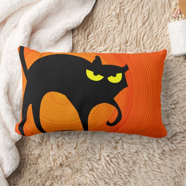 Spooky Halloween Black Cat  Lumbar Cushion (Blanket)