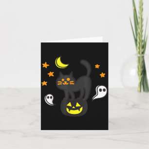 Spooky Halloween Black Cat On Pumpkin For Kids Card