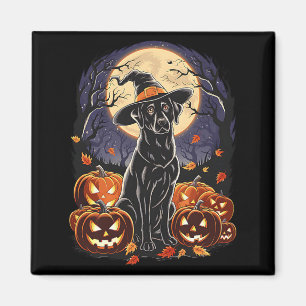 Spooky Halloween Black Labrador Retriever Witch Magnet