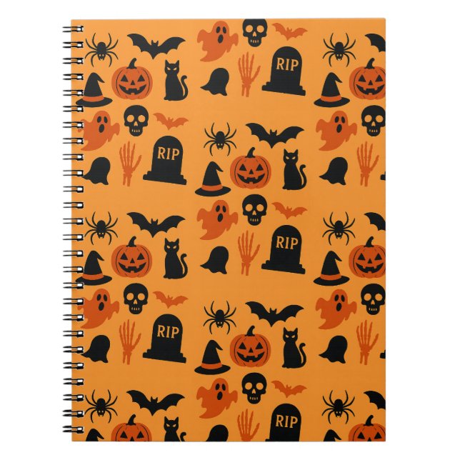 Spooky Halloween – Black & Orange Trick Notebook (Front)