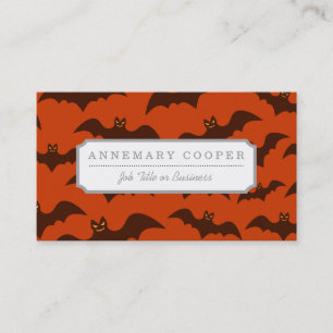 Spooky Halloween Brown Bats Pattern Business Card