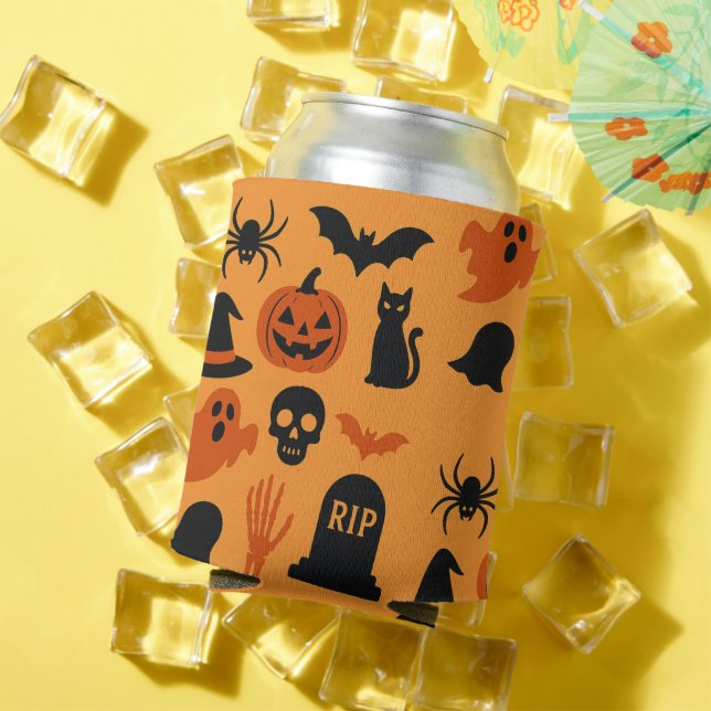 Spooky Halloween Can Cooler – Black & Orange Trick (In Situ Summer)