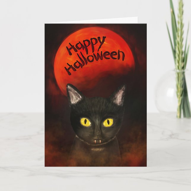Spooky Halloween Cat Card (Front)