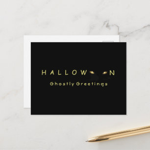 Spooky Halloween Cat Eyes Postcard