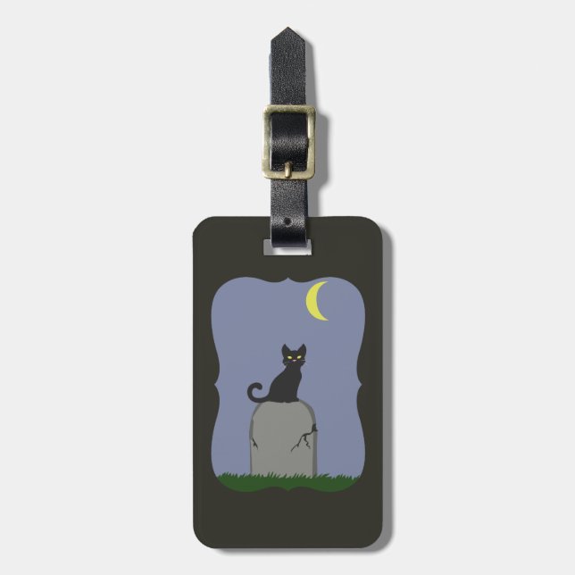 Spooky Halloween Cat Luggage Tag (Front Vertical)