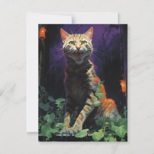 Spooky Halloween Cat Postcard