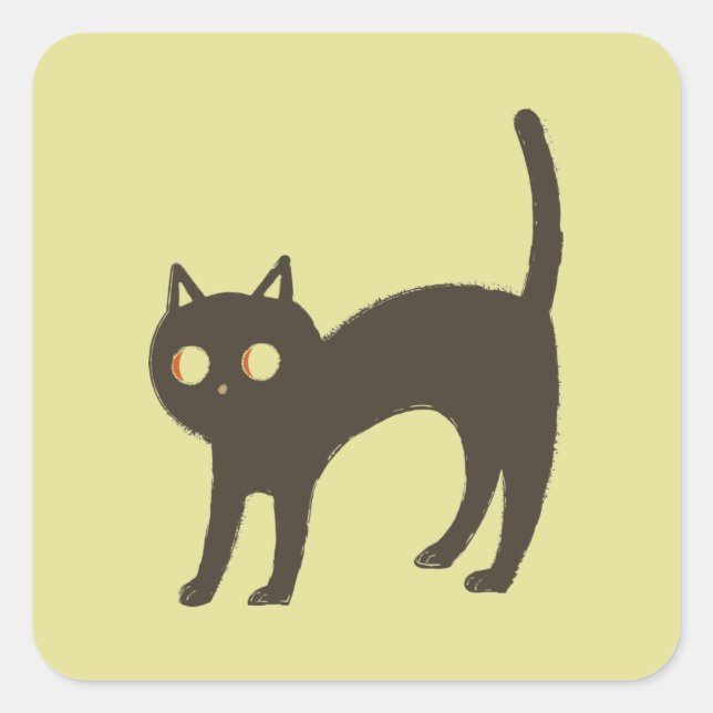 Spooky Halloween cat Square Sticker (Front)