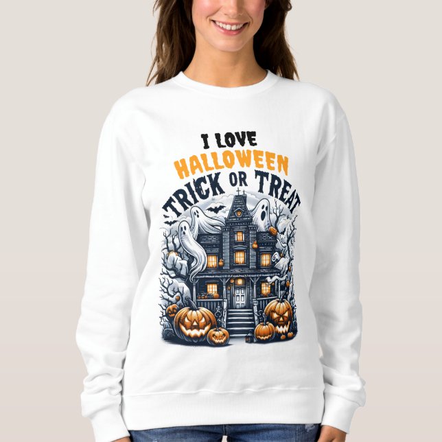 Spooky Halloween celebration at a haunted house Sweatshirt (Front)