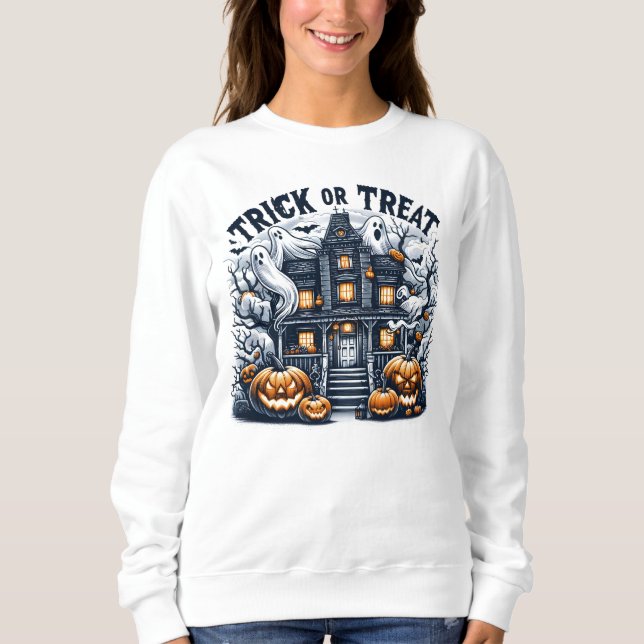 Spooky Halloween celebration at a haunted house Sweatshirt (Front)