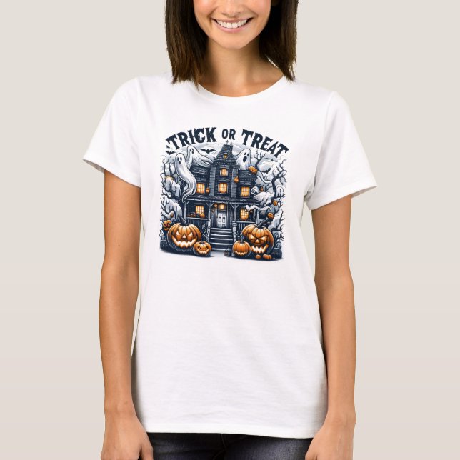 Spooky Halloween celebration at a haunted house T-Shirt (Front)