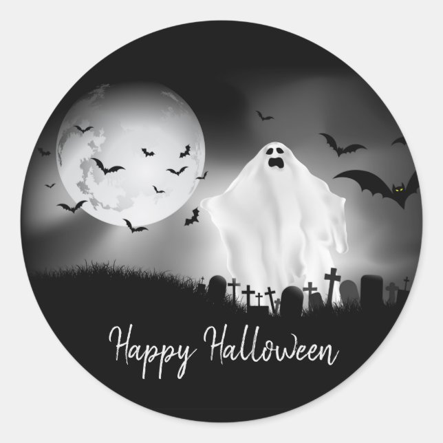 Spooky Halloween Classic Round Sticker (Front)