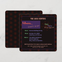 Spooky Halloween Cobweb Black Party Invitation