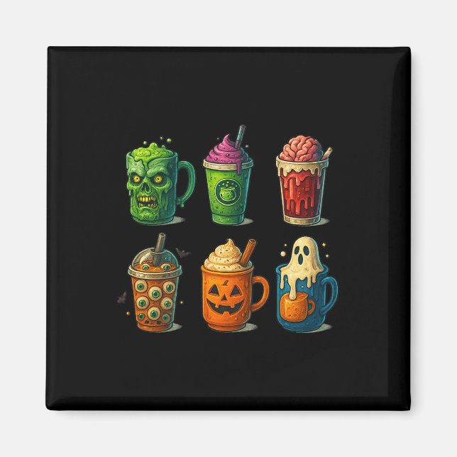 Spooky Halloween Coffee Drinks Cute Scary Mug  Magnet (Front)