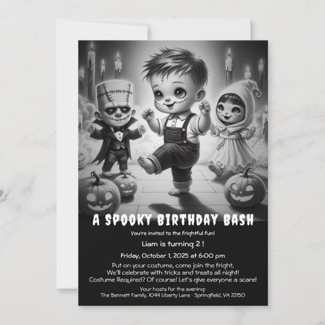 Spooky Halloween Costume Birthday Party Invitation (Front)