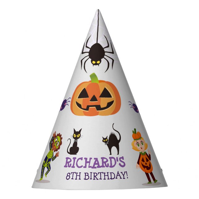 Spooky Halloween Costume Kids Birthday Party Hat (Front)