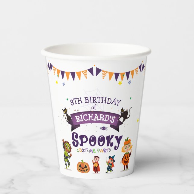 Spooky Halloween Costume Kids Birthday Party Paper Cups (Front)