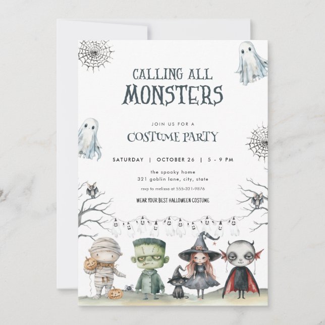 Spooky Halloween Costume Party Invitation (Front)