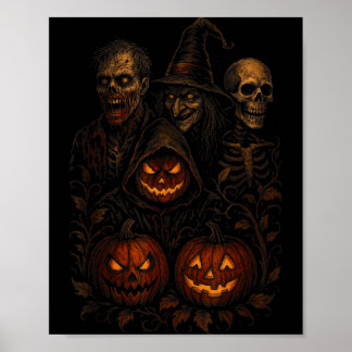 Spooky Halloween Creepy Pumpkin Scary Witch Zombie Poster