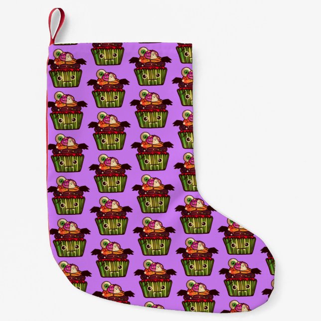 Spooky Halloween Cupcake  Small Christmas Stocking (Front)