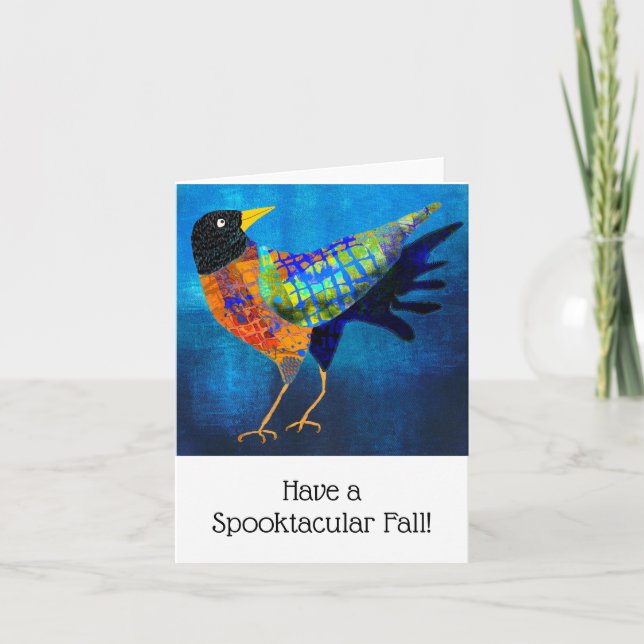 Spooky Halloween Cute Crow BLANK Greeting Card (Front)