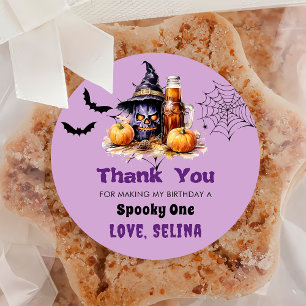 Spooky Halloween Cute Ghost Birthday Party Classic Round Sticker