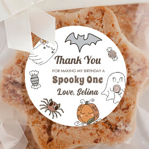  Spooky Halloween Cute Ghost Birthday Party  Classic Round Sticker