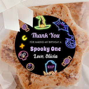  Spooky Halloween Cute Ghost Birthday Party  Classic Round Sticker