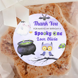  Spooky Halloween Cute Ghost Birthday Party  Classic Round Sticker