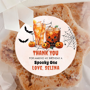 Spooky Halloween Cute Ghost Birthday Party Classic Round Sticker