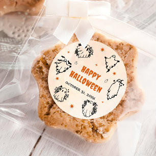 Spooky Halloween Cute Ghost Classic Round Sticker