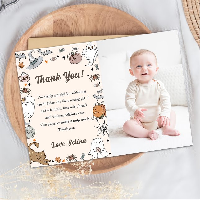  Spooky Halloween Cute Ghost Party Thank You Card  (Creator Uploaded)