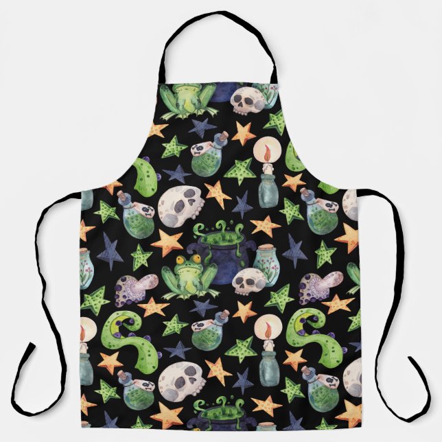 Spooky Halloween: Dark Hand-Drawn Pattern. Apron (Front)
