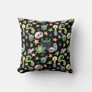 Spooky Halloween: Dark Hand-Drawn Pattern. Cushion